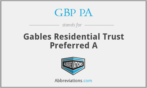 GBP PA - Gables Residential Trust Preferred A
